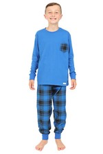 Blue Check Long Cotton Pyjamas